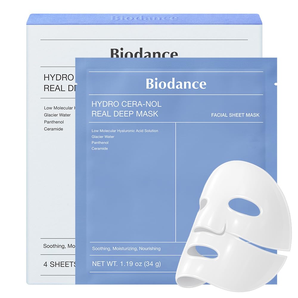 BIODANCE Bio-Collagen Real Deep Face Mask 4 Pcs | Hydrogel Overnight Mask | Pore Minimizing and Elasticity Improvement | Korean Face Mask for Glass Skin | Korean Skincare