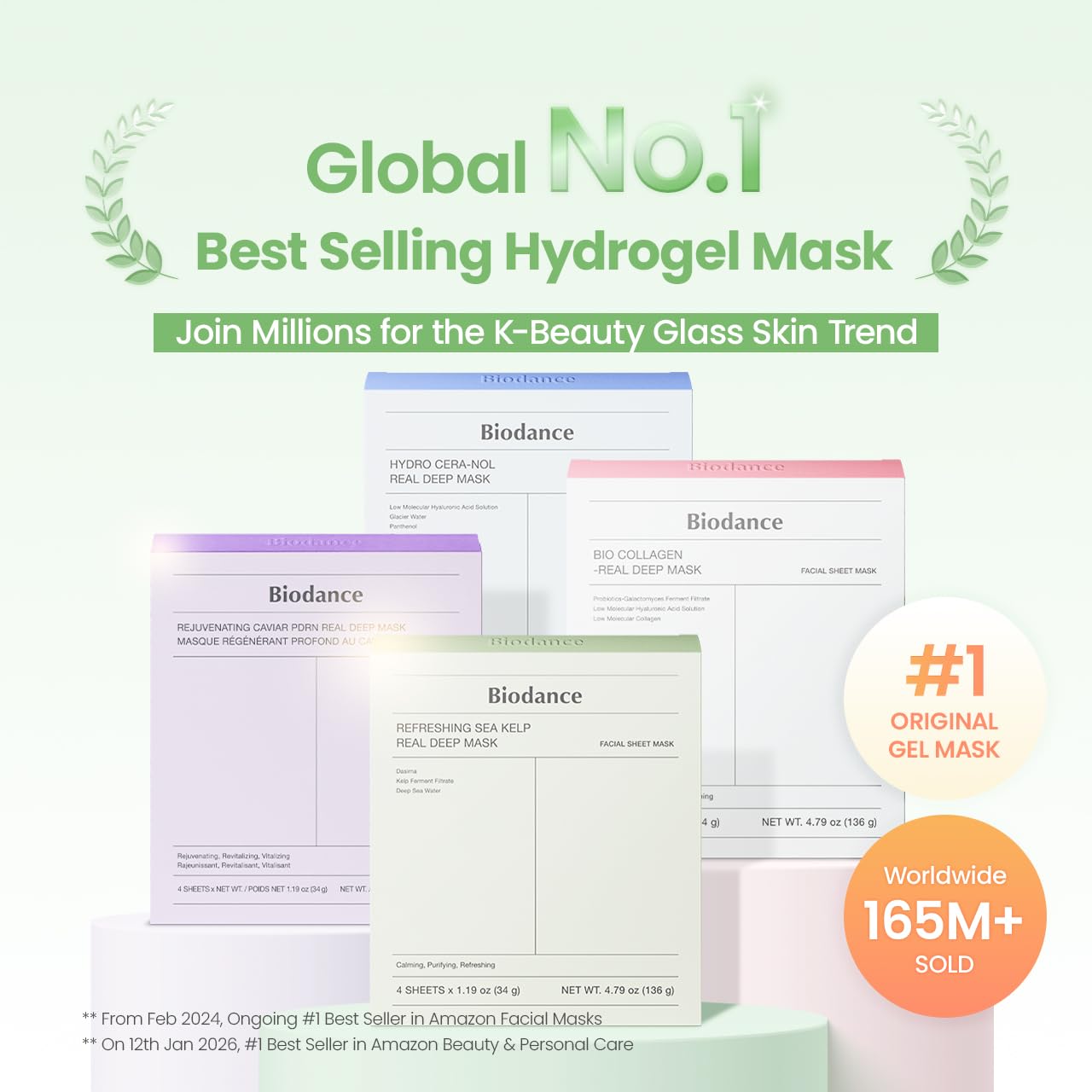 BIODANCE Bio-Collagen Real Deep Face Mask 4 Pcs | Hydrogel Overnight Mask | Pore Minimizing and Elasticity Improvement | Korean Face Mask for Glass Skin | Korean Skincare