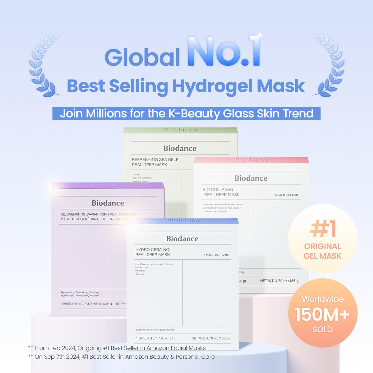 BIODANCE Bio-Collagen Real Deep Face Mask 4 Pcs | Hydrogel Overnight Mask | Pore Minimizing and Elasticity Improvement | Korean Face Mask for Glass Skin | Korean Skincare