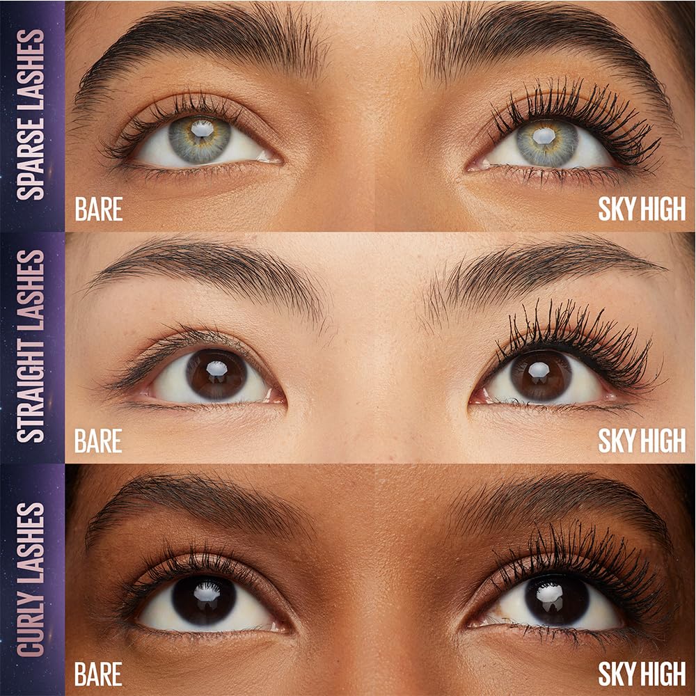 Maybelline Mascara, Lash Sensational Sky High Volumizing & Thickening, Eyelash Lengthening, Flake-Free Formula, Washable Mascara Infused with Bamboo Extract, Full Volume Mascara, Colour: Black