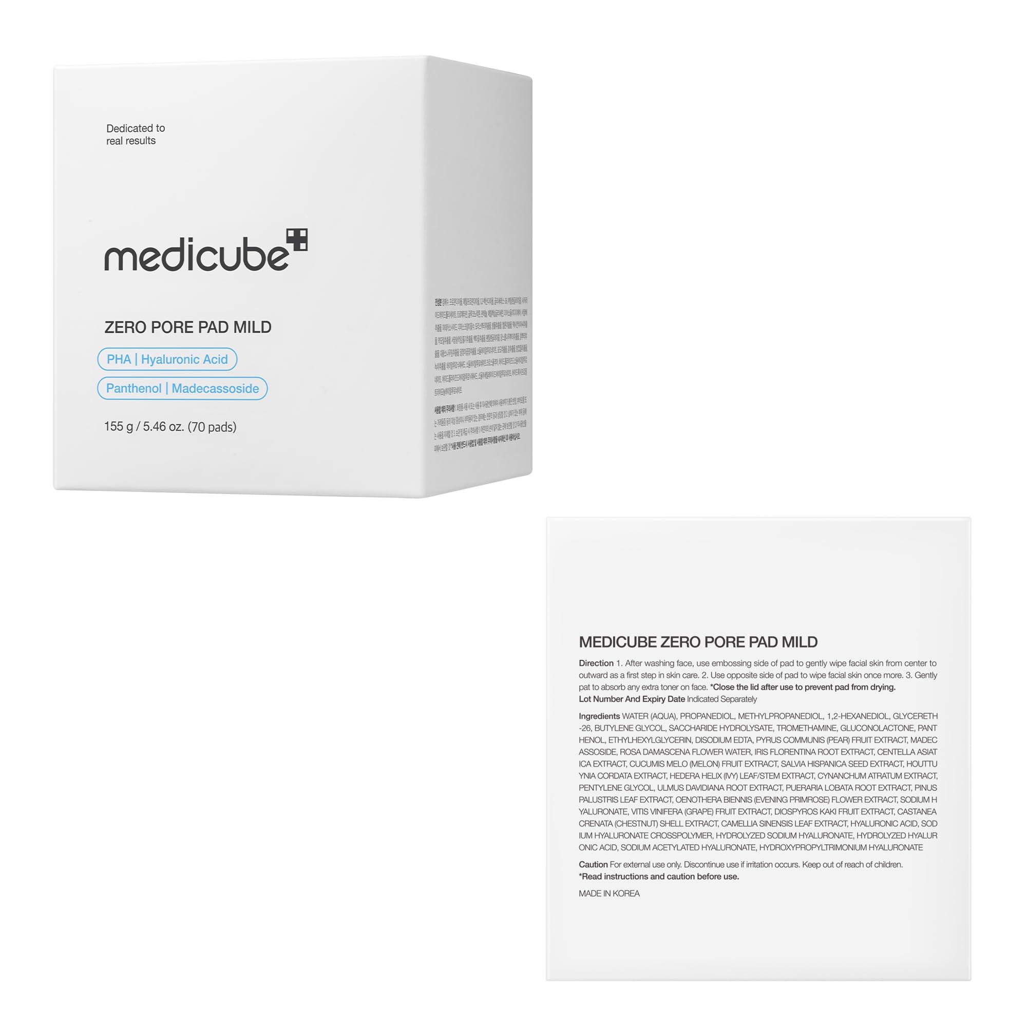 medicube Zero Pore Pads 2.0, Dual-Textured Facial Toner Pads for Exfoliation and Pore Care with 4.5% AHA Lactic Acid & 0.45% BHA Salicylic Acid, Ideal for All Skin Types, Korean Skin Care (70 Units)