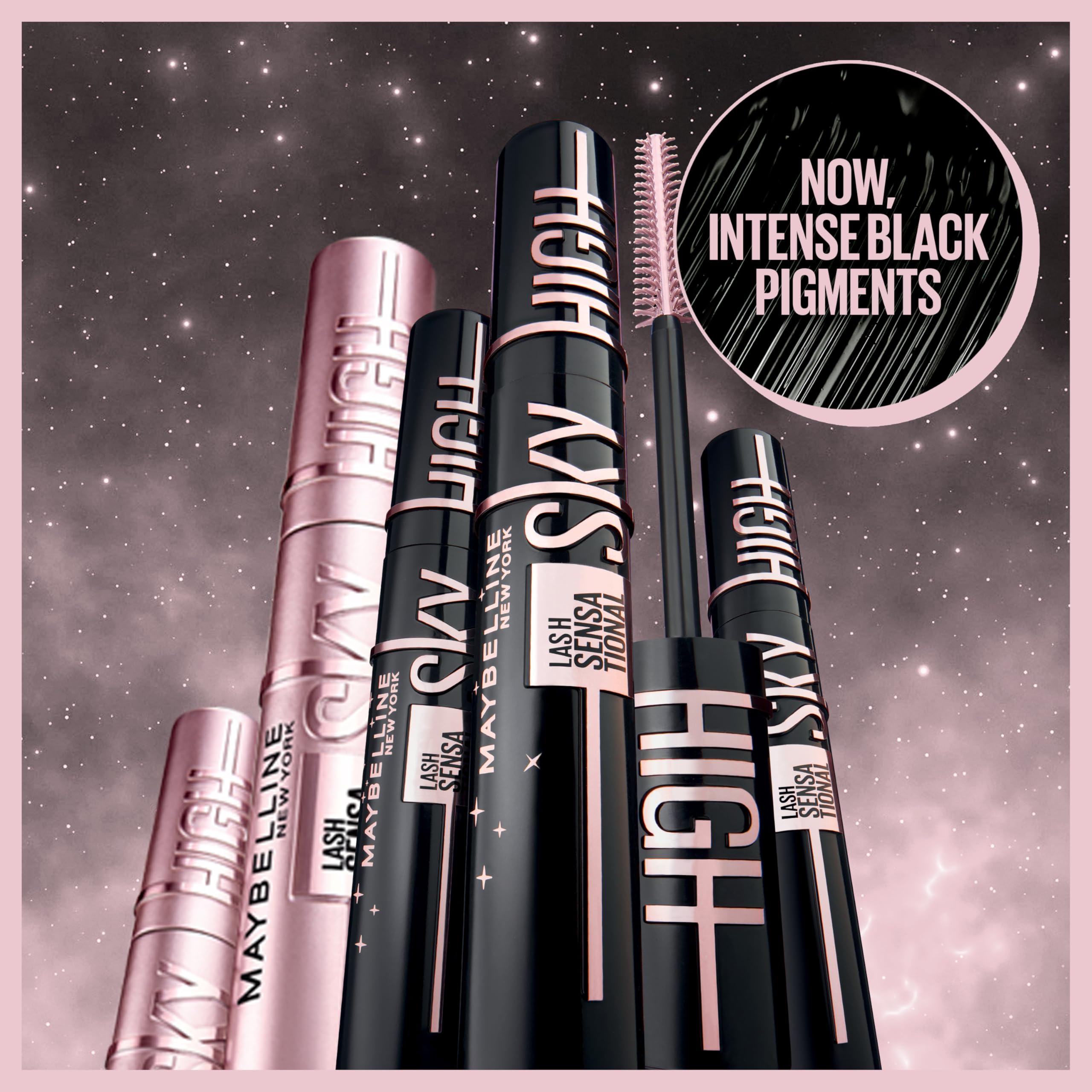 Maybelline Mascara, Lash Sensational Sky High Volumizing & Thickening, Eyelash Lengthening, Flake-Free Formula, Washable Mascara Infused with Bamboo Extract, Full Volume Mascara, Colour: Black