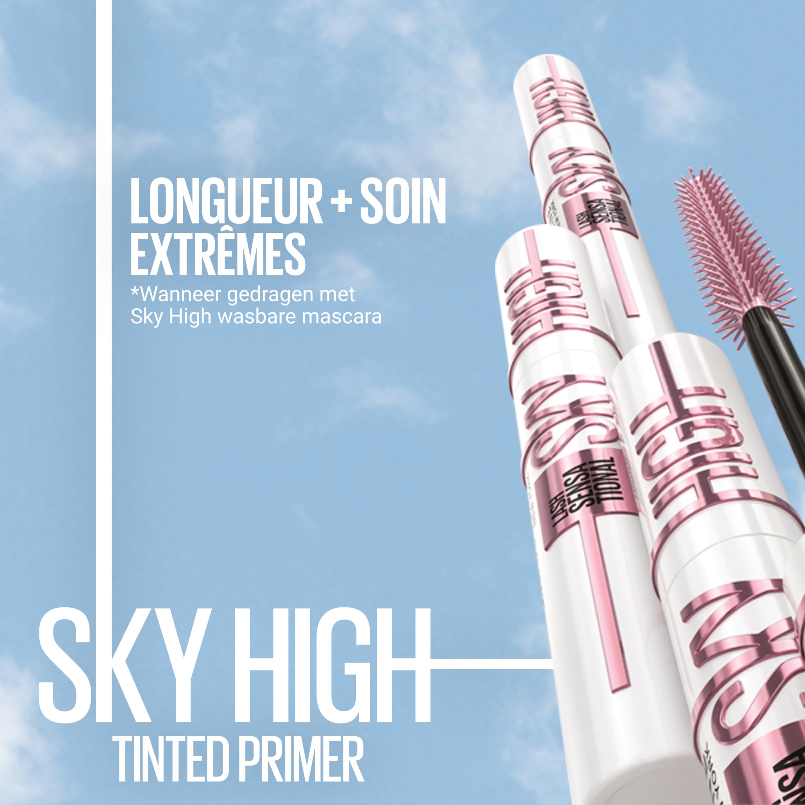 Maybelline Mascara, Lash Sensational Sky High Volumizing & Thickening, Eyelash Lengthening, Flake-Free Formula, Washable Mascara Infused with Bamboo Extract, Full Volume Mascara, Colour: Black