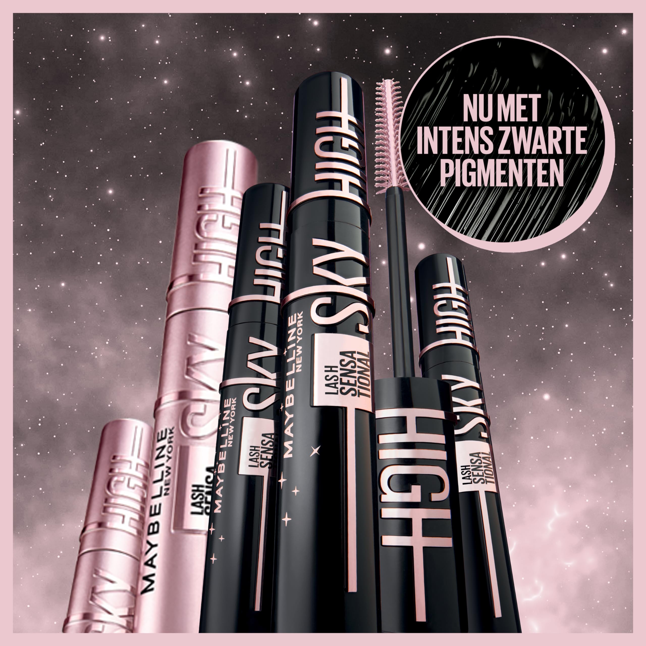 Maybelline Mascara, Lash Sensational Sky High Volumizing & Thickening, Eyelash Lengthening, Flake-Free Formula, Washable Mascara Infused with Bamboo Extract, Full Volume Mascara, Colour: Black