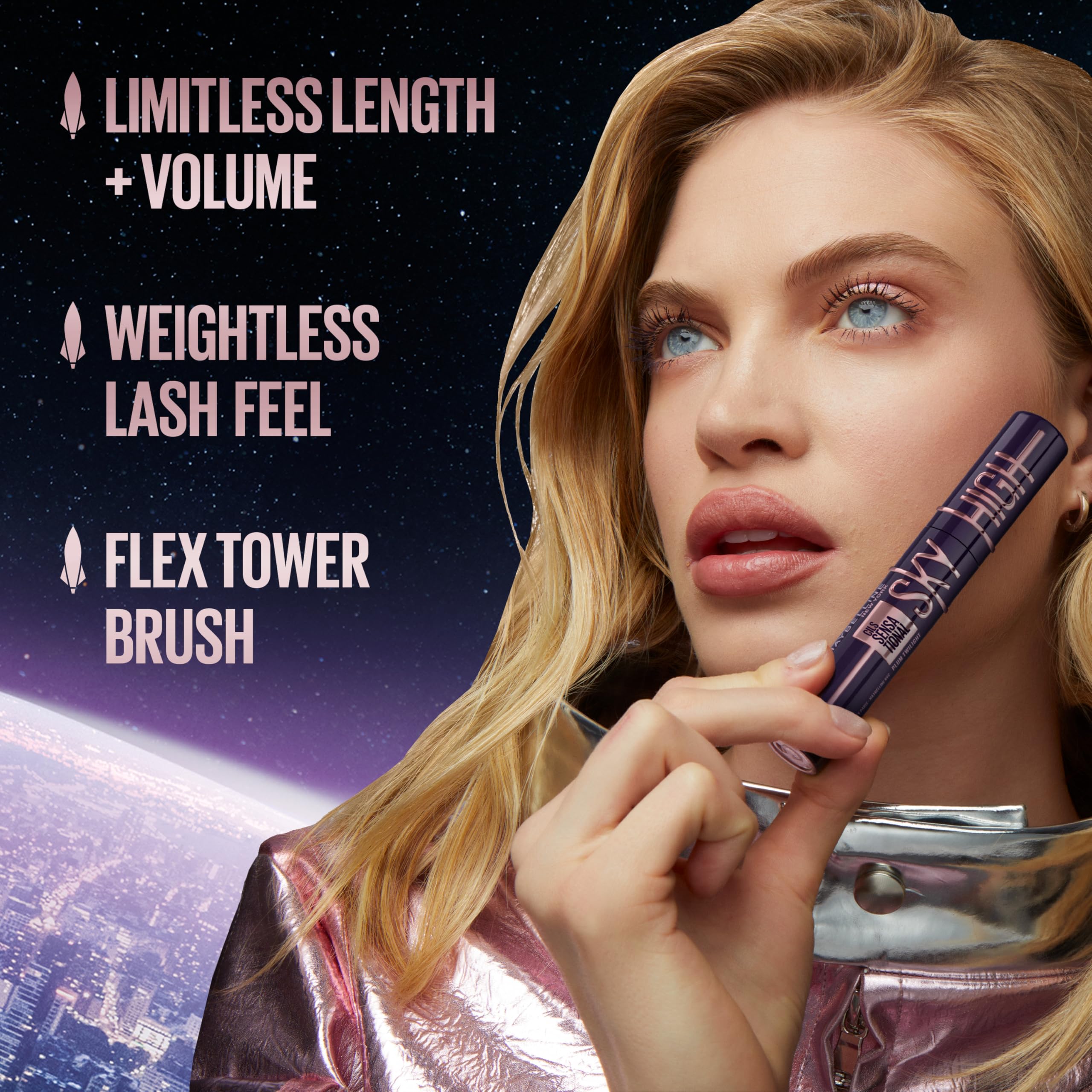 Maybelline Mascara, Lash Sensational Sky High Volumizing & Thickening, Eyelash Lengthening, Flake-Free Formula, Washable Mascara Infused with Bamboo Extract, Full Volume Mascara, Colour: Black