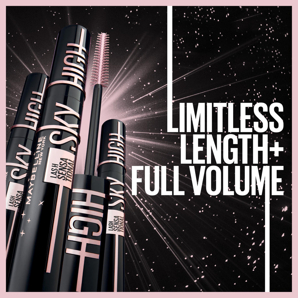 Maybelline Mascara, Lash Sensational Sky High Volumizing & Thickening, Eyelash Lengthening, Flake-Free Formula, Washable Mascara Infused with Bamboo Extract, Full Volume Mascara, Colour: Black