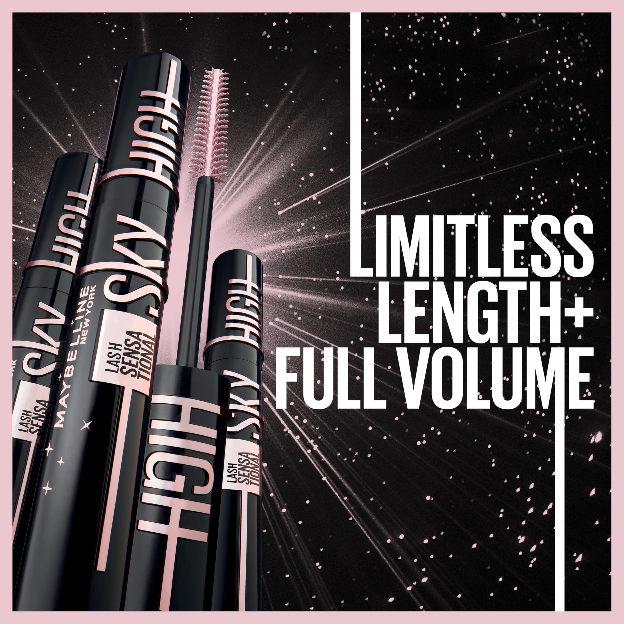 Maybelline Mascara, Lash Sensational Sky High Volumizing & Thickening, Eyelash Lengthening, Flake-Free Formula, Washable Mascara Infused with Bamboo Extract, Full Volume Mascara, Colour: Black